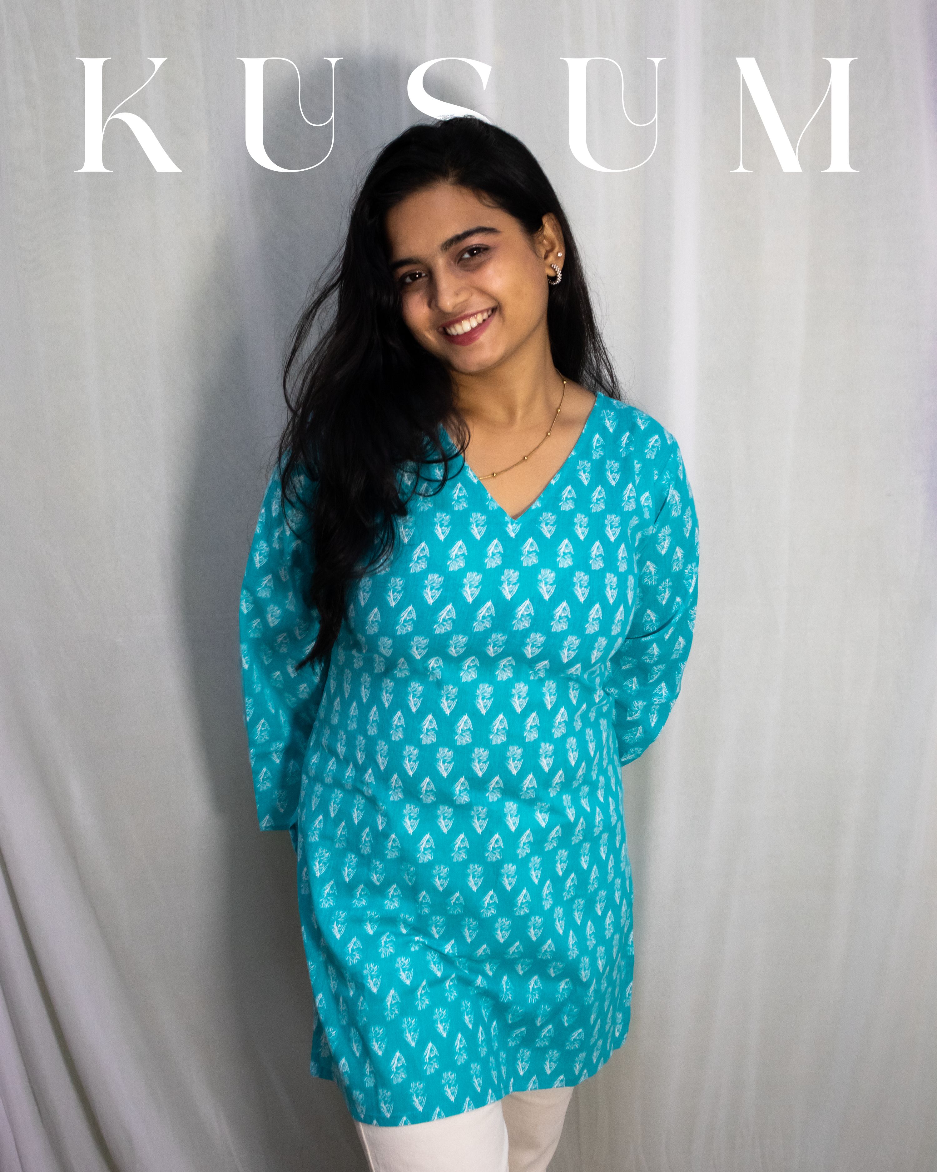 Kusum V-Neck Bell Sleeve Kurti