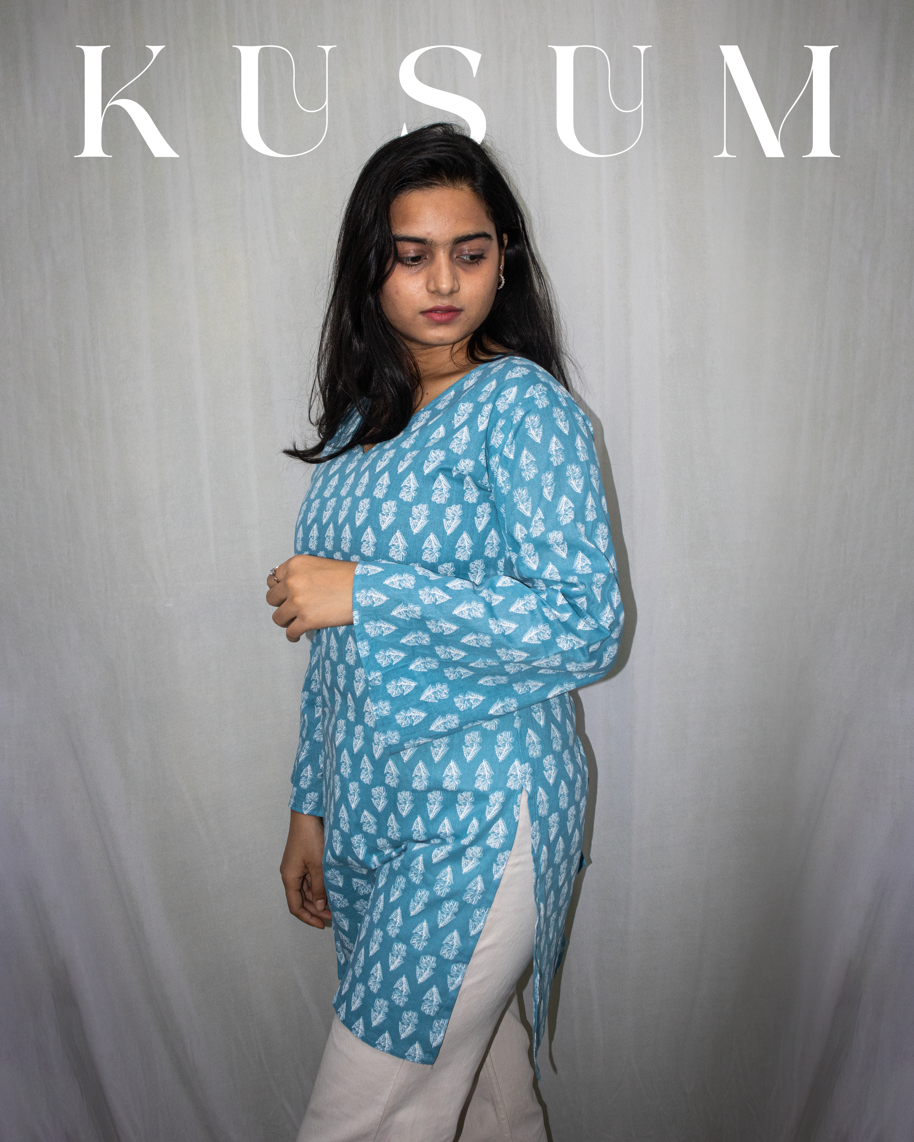 Kusum V-Neck Bell Sleeve Kurti